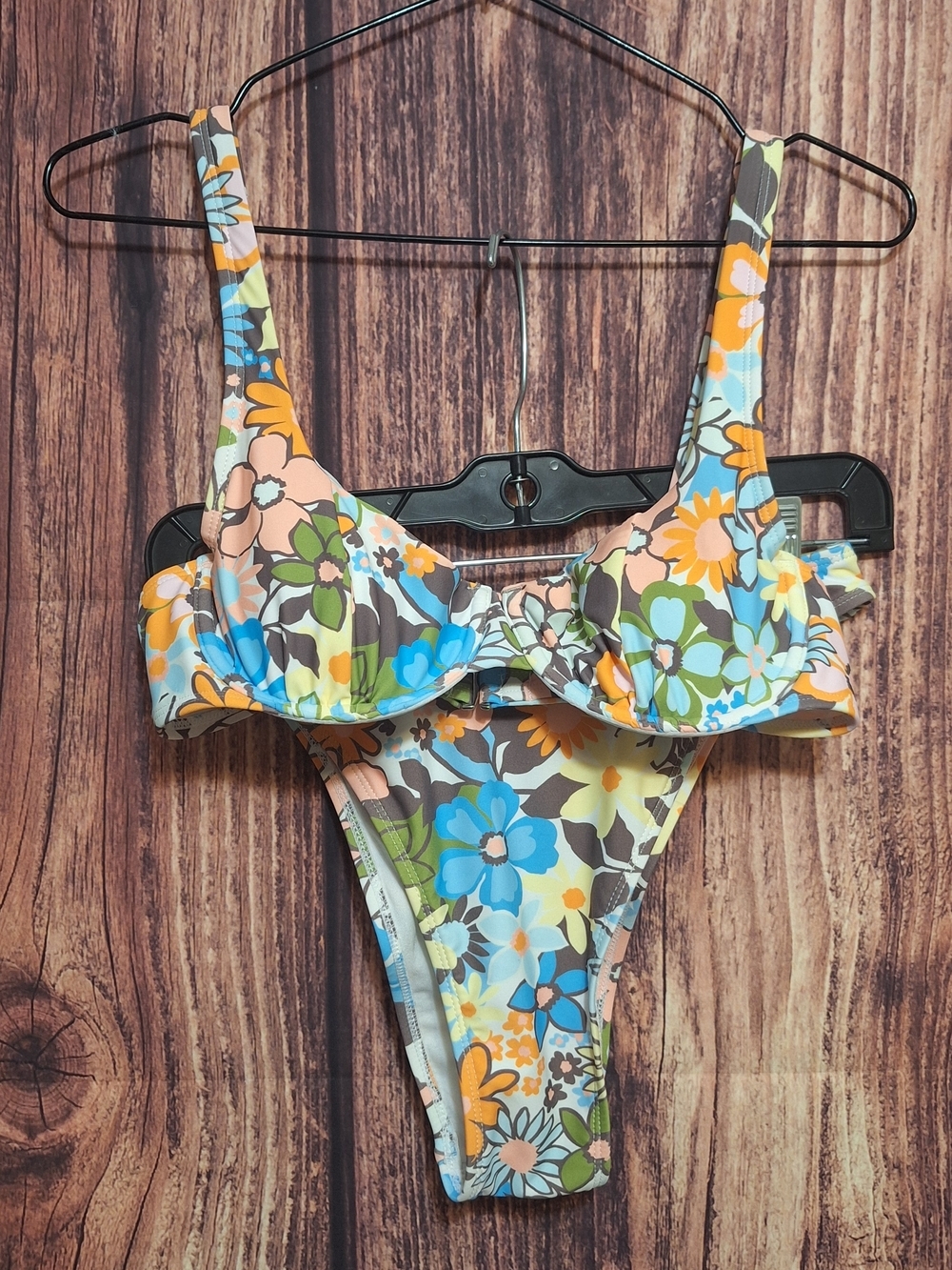 wild fable Floral Bikini Top in Blue, Orange & Green Size Small/medium